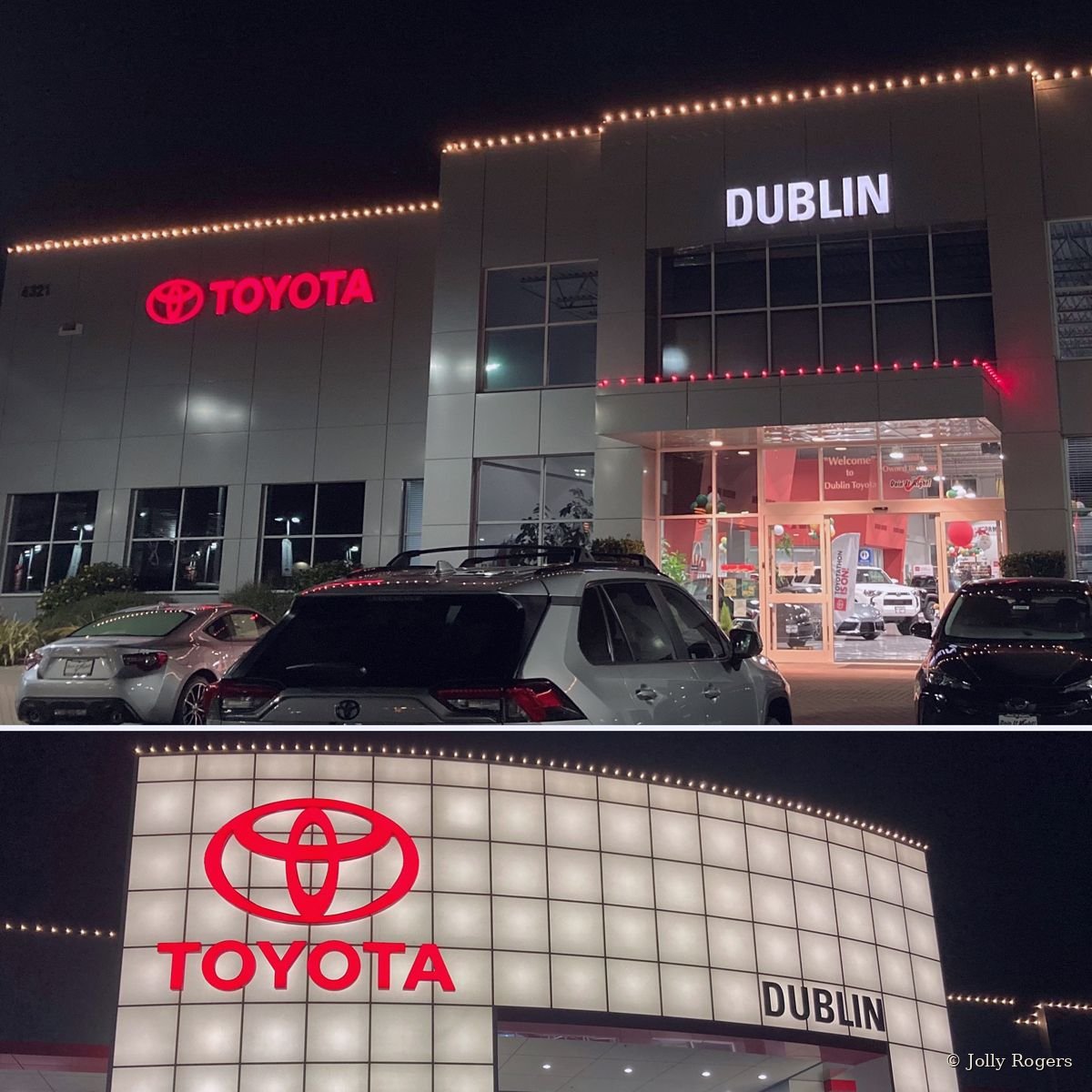 Dublin Toyota dealership commercial Christmas lighting